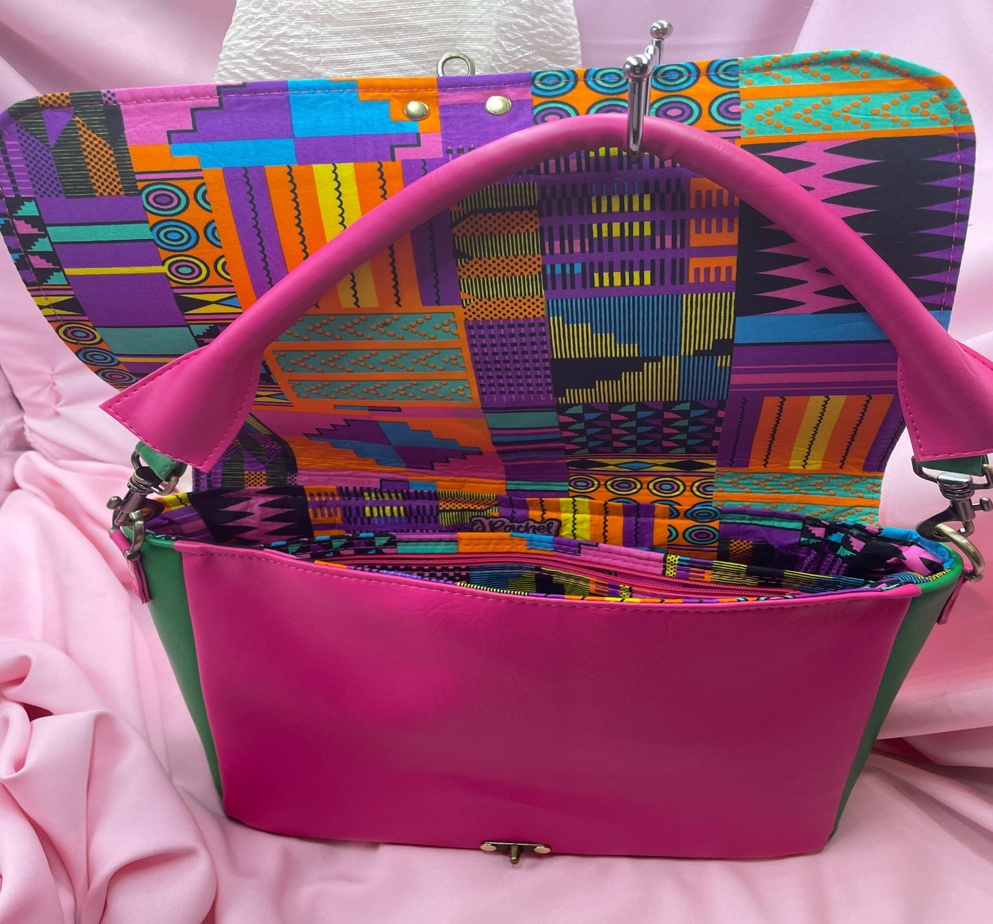 Pink & Green 1908 Courier Bag by            J Rachel LLC