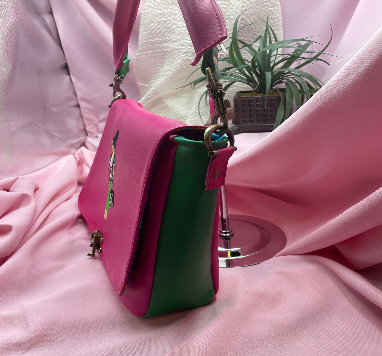 Pink & Green 1908 Courier Bag by            J Rachel LLC